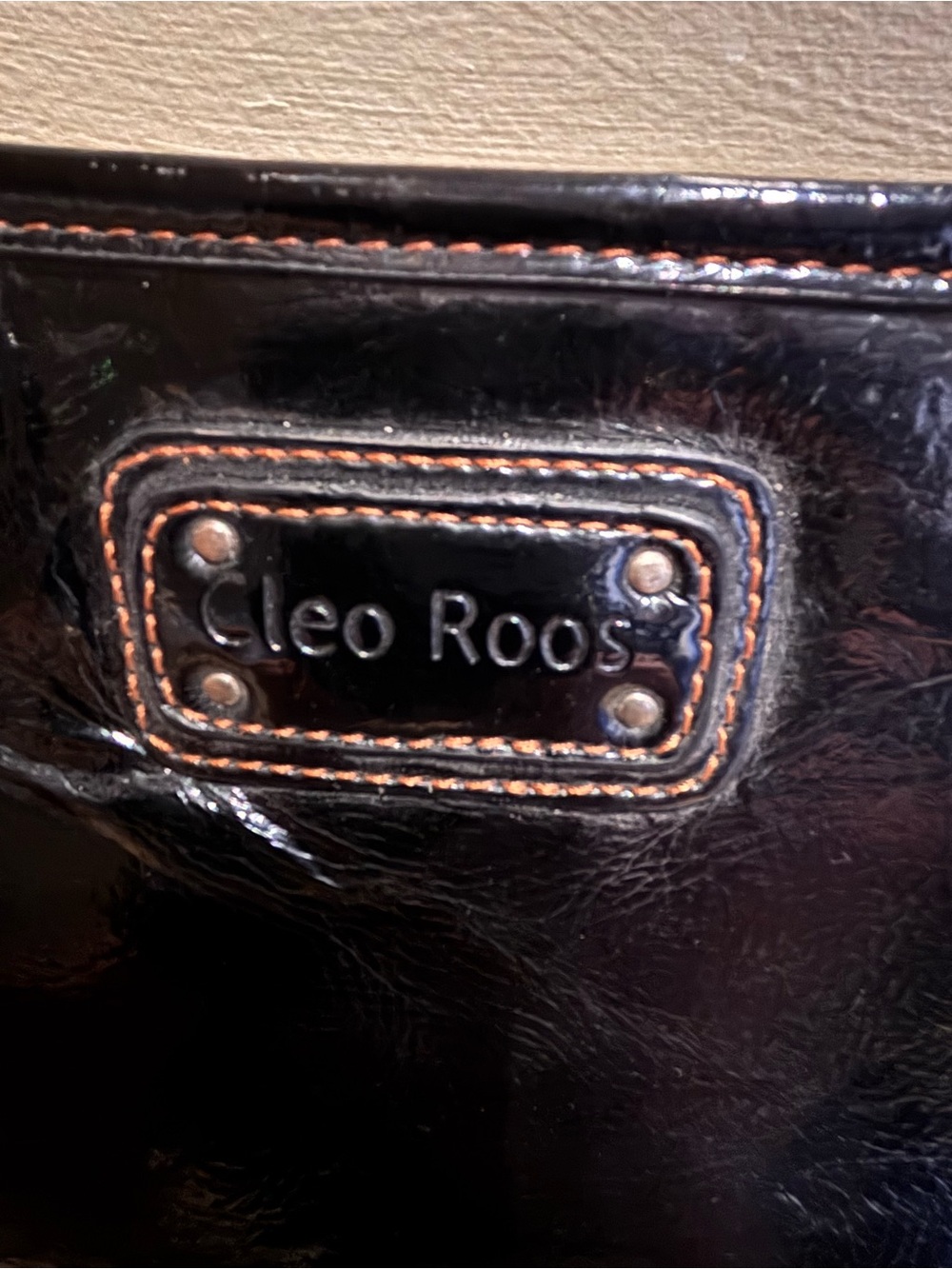 NWT Black Patent Leather Clutch Cleo Roos Minimalist Chic - Picture 4 of 6